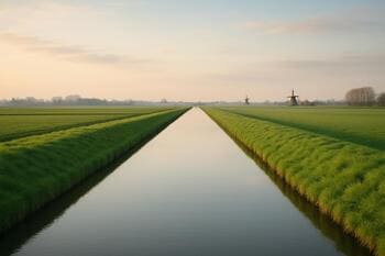 Strakke geometrie van kanaal met grasbermen