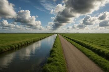 Open vaart met lange windbaan
