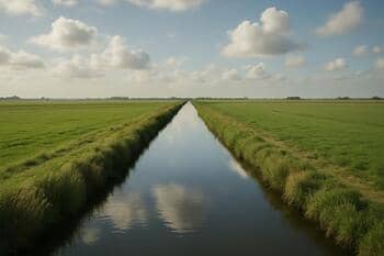 Zicht op sloot langs de dorpsrand