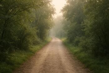 Rustige laan bij begin van een lus