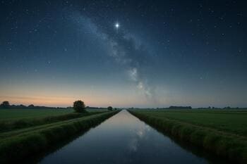 Sterrenlijn boven rechte poldervaart