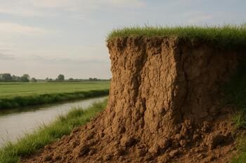 Profiel van kleiige oever met snede