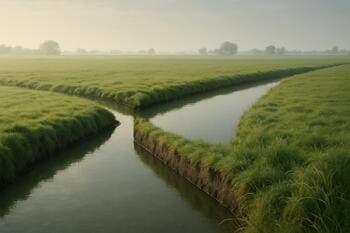 Scherpe hoek in sloot langs weiland