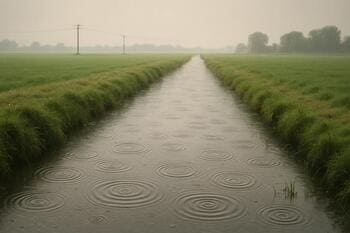 Kringetjes in sloot door vallende regen