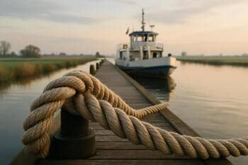 Dik ponttouw langs een veerstoep