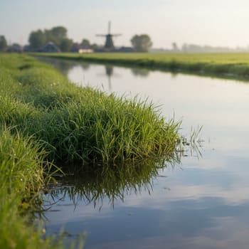 Close-up van grasrand langs water