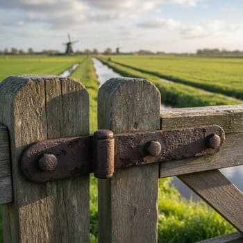 Detail van scharnier van een sluis