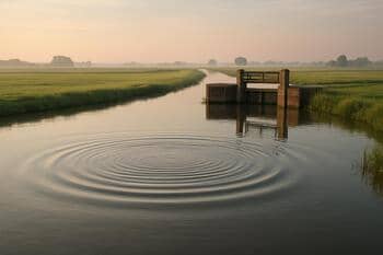 Rimpels bij sluis in vlak water